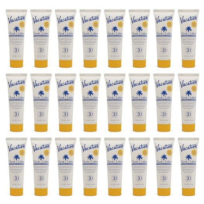 Vacation Mini Classic SPF 30 Sunscreen Lotion, 1 Fluid Ounce, Pack of 24 - Invisible, No White Cast, Water-Resistant, Vegan, Dermatologist-Tested, Travel Size - size: 1 Fl Oz (Pack of 24), style: SPF 30