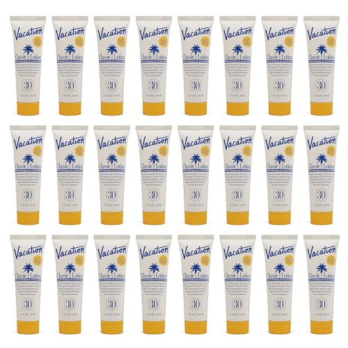 Vacation Mini Classic SPF 30 Sunscreen Lotion, 1 Fluid Ounce, Pack of 24 - Invisible, No White Cast, Water-Resistant, Vegan, Dermatologist-Tested, Travel Size - size: 1 Fl Oz (Pack of 24), style: SPF 30