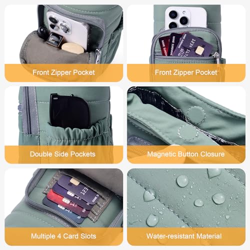 Water Bottle Bag 40 oz Crossbody Bag Insulated Carrier Purse Holder for Walking Hiking with Adjustable Strap - color: Light green