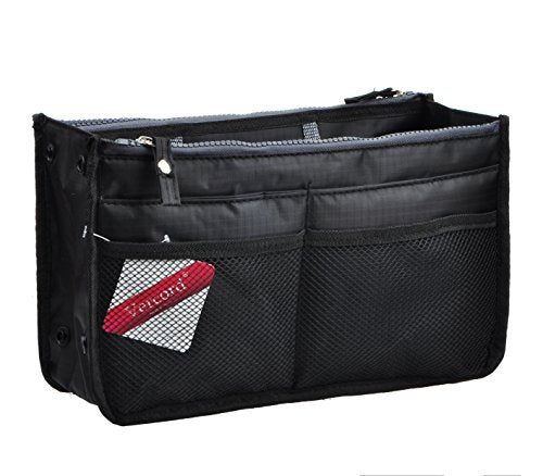 Vercord Updated Purse Handbag Organizer Insert Liner Bag in Bag 13 Pockets Black Small - color: Black, size: Small