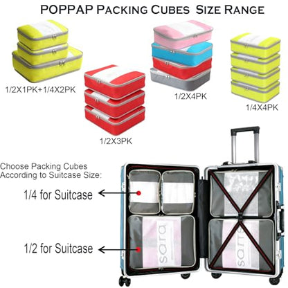 Packing Cubes for 24" Suitcase Travel Luggage Organizers - Travel Organizer Bags Luggage Clothes Accessories Storage Carry on Suitcase Packing Pouches Bag For Men Women Kids 1/2X1PACK+1/4X2PACK