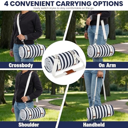 G GOOD GAIN Waterproof Picnic Blanket, 79"x79" Extra Large Beach Mat for 6 to 8 Adults, Machine Washable Outdoor Blanket for Camping, Grass, Park, Camping, Concerts, MiddleNavy - color: Middlenavy