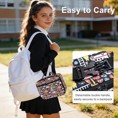 Police Car Lunch Bag Insulated Reusable Lunch Box Cooler Thermal Tote Bag For Teenage Boys Girls School Beach - color: Police Car