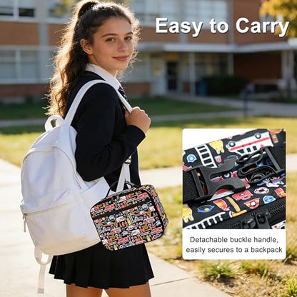 Police Car Lunch Bag Insulated Reusable Lunch Box Cooler Thermal Tote Bag For Teenage Boys Girls School Beach - color: Police Car