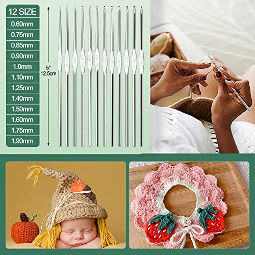 Aeelike Crochet Kits for Beginners with Yarn, Learn to Crochet Set Included Crochet Hooks Supplies DIY Tools,Crocheting Kit for Adults Kids with Portable Green Leaves Bag - color: green leaves