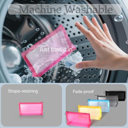 patu Widened Zipper Mesh Bags, Long Case, 8" x 4" x 2", 5 Pieces, Beauty Makeup Cosmetic Accessories Organizer, Travel Toiletry Kit Set Storage Pouch, Black - size: Long, Widened (8" x 4" x 2", 5 pcs)