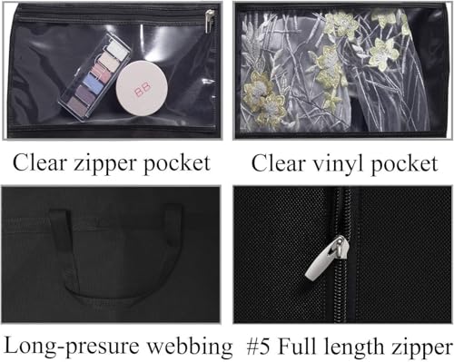KIMBORA 54" Trifold Dress Garment Bags for Travel Gusseted Suit Cover with 2 Large Mesh Shoe Pockets (Black)