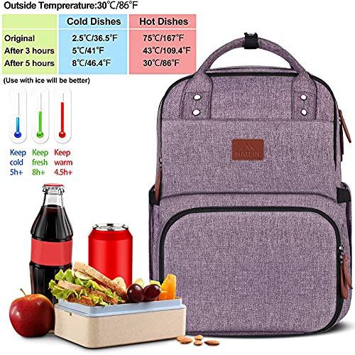 MATEIN Laptop Backpack with Lunch Box, Insulated Women Backpacks with Cooler Compartment, Fits 15.6 inch Laptop Water Resistent Tote Food Bag for College Beach Camping Picnics Hiking - color: Purple, size: 15.6 Inch
