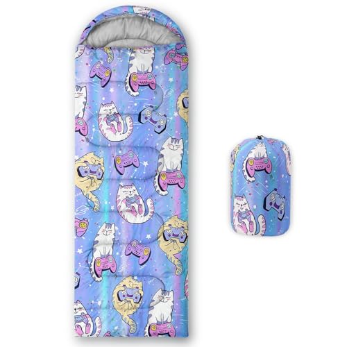 Kids Sleeping Bag for Boys Girls,Western Cowboy Print-Lightweight Warm Portable Outdoor Indoor-Waterproof Cold Weather Resistant Sleeping Bag for Camping Hiking - color: Gamepad