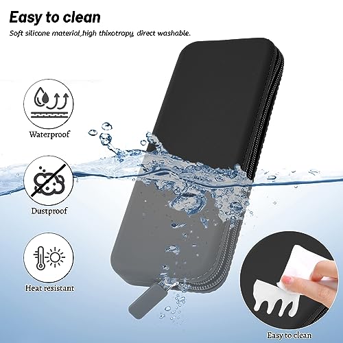 Sakolla Travel Makeup Brush Holder, Silicone Makeup Brush Bag with Zipper Closure, Makeup Brushes Organizer Case Washable Makeup Pouch Holder Case for Daily, Work, Essentials（Black） - color: Regular Black
