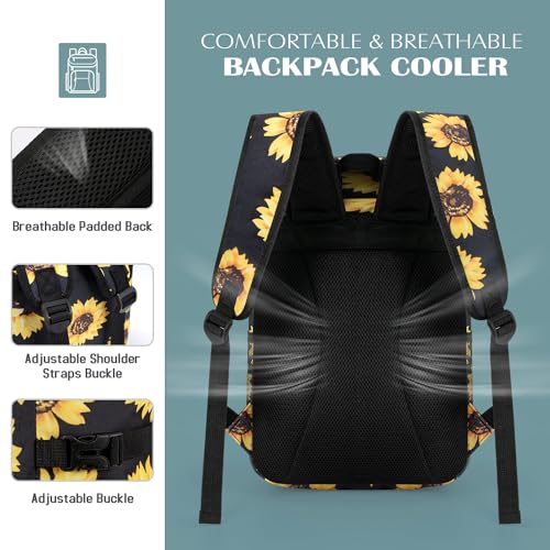 Tuwubi Cooler Backpack 35/42 Cans, Backpack Coolers Insulated Leak Proof for Men Women, Waterproof Soft Sided Lunch Camping Beach Travel Ice Chest Backpack Cooler Bag - color: Sunflower, size: Medium