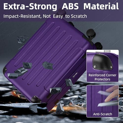 LARVENDER Luggage Sets 6 Piece Hardshell Expandable Suitcases with Spinner Wheels TSA Lock, Lightweight ABS Travel Carry On Suitcase Set for Women, Grape Purple - color: Grape Purple, size: 6 piece set