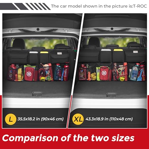 SURDOCA Car Trunk Organizer, LARGE CAPACITY Car Storage Bag with 8 Pockets, 7X Upgraded Trunk Storage Organizer for Car, SUV, Truck, MPV - color: Black, size: L-35.5x18.2in
