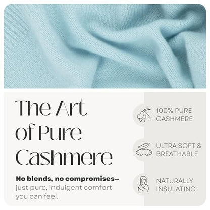 Velanio Cashmere 100% Cashmere Knitted Wrap Pashmina Shawl Extra Large Scarf Stole for Women Travel - color: Blue