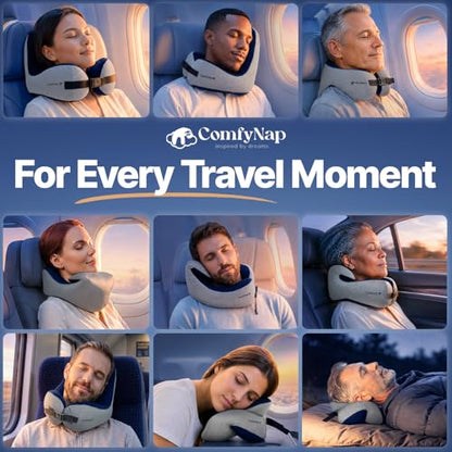 ComfyNap® Versatile Travel Neck Pillow for Airplane [Patented], 9 Positions in 3 Techniques, Plane Pillow with Pure Memory Foam, Travel Pillow with HeadRest Flight Sleep, Travel Essential - Earth - color: Earth