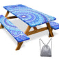 Picnic Table Cover with Bench Covers 6FT 3 Pcs Waterproof Windproof Aesthetic Camping Tablecloth with Drawstring Bag, Fitted for 6 Foot Rectangle Tables and Seats, 72 inch, Light Blue Purple - color: Light Blue Purple