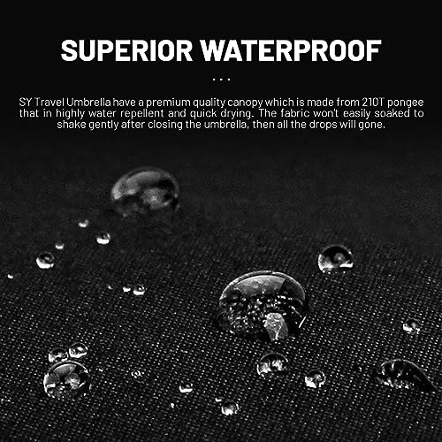 SY COMPACT Travel Umbrella - Windproof Automatic Compact Umbrella for Rain, Lightest 8-Rib, Small, Strong & Portable, Durable Grip, Fits Backpack & Car, Factory Direct (UV Available) - color: Dark green