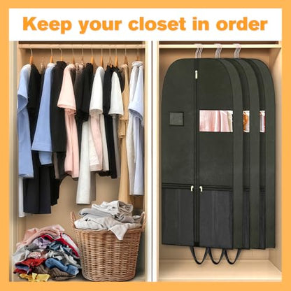 Travel Garment Suit Bag for Hanging Clothes 43", Suit bags for Closet Storage with Pockets Gusseted Garment bag for Men Suits Shirts Tuxedos Dresses Coats, Suit Cover Bags With Handles and Zipper - size: 43" 1PK