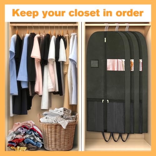 Travel Garment Suit Bag for Hanging Clothes, Suit bags for Closet Storage with Pockets Gusseted Garment bag for Men Suits Shirts Tuxedos Dresses, Suit Cover Bags With Handles and Zipper 43" 2 pack - size: 43" 2PK