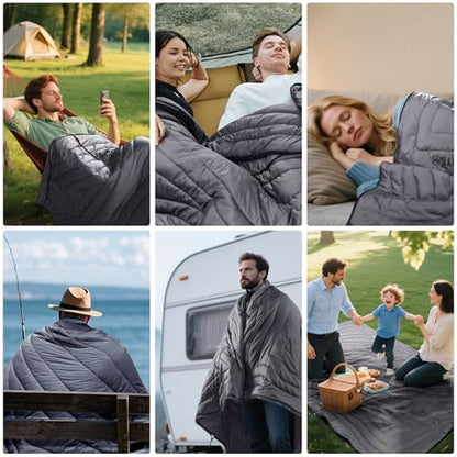 1TG Tactical Camping Blanket, Packable, Lightweight Camp Quilt with Zipper, Multifunctional Outdoor Sleeping Blanket for Backpacking, Travel, Stadium, Beach