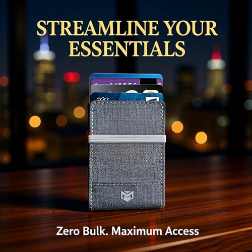 RFID Minimalist Slim Wallet for Men and Women, Holds Up to 12 Cards, Cash, Key Thin and Lightweight Credit Card Holder (Grey Microfiber – Arctic Edition) - color: Grey Microfiber – Arctic Edition