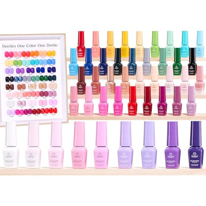 Beetles Gel Nail Polish Kit with U V Light - 45 Colors Gel Polish Set 75 Pcs One Color One Bottle Emotional Journey Kit with Top Base Coat Beauty Must Have Salon Manicure Gifts for Women - color: Emotional Journey
