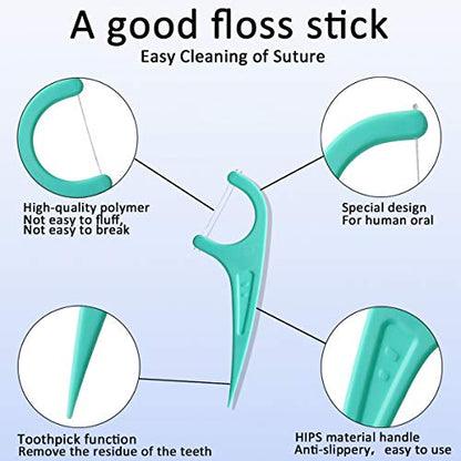 FAMILIFE Floss Picks, 240 Count Mint Dental Floss Cleaner, Tooth Picks Flossers with 4 Travel Handy Cases, Helps to Fight Tooth Decay and Keep Your Teeth Clean, Flossing Sticks for Family - color: Mint 240 Pcs
