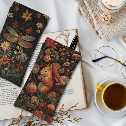Eyeglass Cases 4 Pack,Boho Floral Pattern Sunglasses Case,PU Leather Soft Eye Glass Pouch for Women Men Student - color: Brown