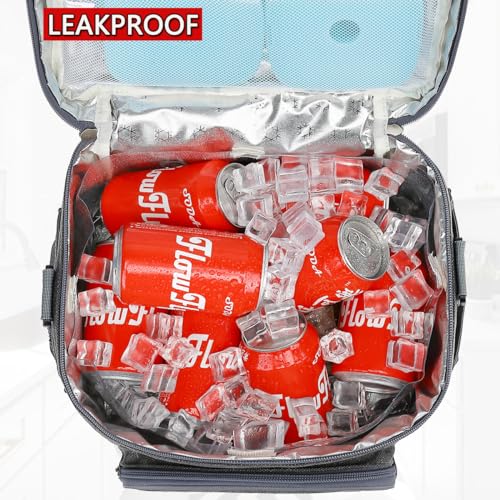 FlowFly Lunch Bag, Insulated Cooler, Thermal Lunch Box Tote with MOLLE/PALS Webbing, Adjustable Padded Shoulder Strap, for Tactical Men Women Adults and Boys Girls Kids (Cyan, Large) - color: Cyan, size: Large