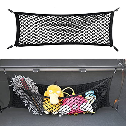 Double-Layer Trunk Cargo Elastic Net for SUV, 35"x11" Stretch to 65"x25" for Car Organizer Heavy Duty with Hooks - size: 35X11 inch