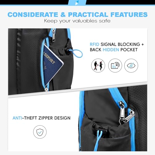 Seektop RFID Anti-Theft Crossbody Bag Sling Backpack for Women & Men, Casual Chest Daypack for Daily Travel - color: Black