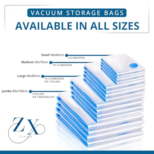 Vacuum Storage Seal Bags-Jumbo Vacuum Packing Bags with Pump for Travel, Clothes, Bedding & Blankets-Reusable Compression Travel Vacuum Bag Set | Space Saver Bags (2L+2M+2S) - size: 2L+2M+2S