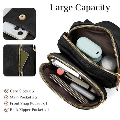 Fashion Small Crossbody Bags for Women Trendy Designer Cell Phone Purses Wallets with Card Holder Anti Theft Travel - color: Black