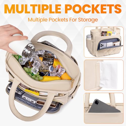 Artelaris Lunch Bag Women, Adult Insulated Lunch Box, Leakproof Lunch Cooler Bag, Reusable Large Lunch Cooler for Work, Picnic, Travel (Beige) - color: Beige