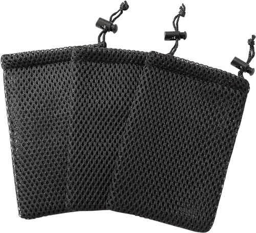 10pcs Nylon Mesh Drawstring Bag, 6 x 4 Inch Small Storage Pouch String Bags for Mini Stuff MP3 Charger Earphone Key, Travel Kit Organizer for Lipstick Cosmetic Jewelry, Black