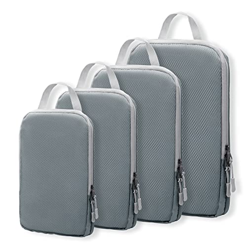 WOOMADA Compression Packing Cubes for Suitcases Travel Essentials 4 Set Expandable Travel Bags Organizer for Luggage(dark grey) - color: A-dark grey, size: 4 set