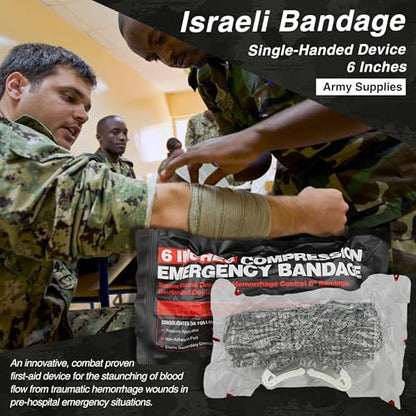 Survival First Aid Kit with Israeli Bandage, Chest Seal, Tourniquet, Splint, Tactical Military Combat Molle IFAK for Wound Care, Bleeding Control, Trauma Hemorrhage and More (Black) - color: Black