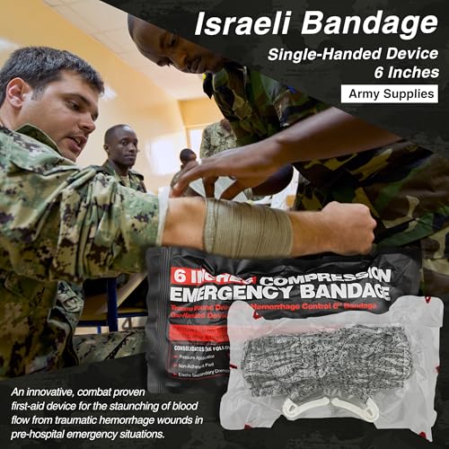 Survival First Aid Kit with Israeli Bandage, Chest Seal, Tourniquet, Splint, Tactical Military Combat Molle IFAK for Wound Care, Bleeding Control, Trauma Hemorrhage and More (Red) - color: Red