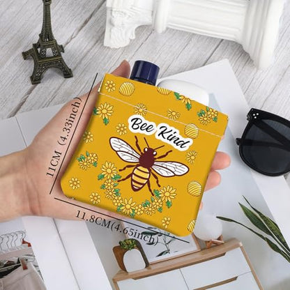 2Pcs PU Leather Small Squeeze Coin Purse Pouch Mini coin Bag Unique And Cute Wallet Cosmetic Bags Change Bag For Women Girls Men （Bees and Flowers - color: Bees and Flowers