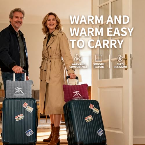 Travel Blanket and Pillow-2-in-1, Ultra-Soft&Compact,Airplane Blanket with Hand Luggage Belt and Backpack Clip,Travelers Accessories Gifts, 61x43 Inches（Gray） - color: Gray