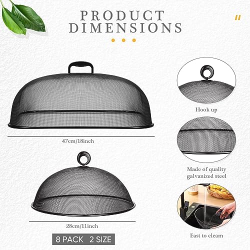 Hicarer 8 Pcs Metal Mesh Screen Food Cover for Outdoors Set Including Extra Large 18.5 in Mesh Food Tents and 11 in Large Dome Picnic Covers to Keep Bugs Away (Black) - color: Black