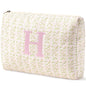 HBselect Initial Quilted Makeup Bag, Pink Cosmetic Travel Toiletry Bag, Flowers Coquette Zipper Make Up Pouch Organizer Teen Girl Gift Trendy Stuff H - color: 1Pc Medium Pinkflower, style: H