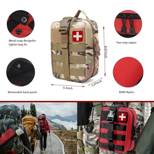 Universal IFAK Trauma First Aid Kit Molle Pouches Emergency Survival Kit Suitable for Home, car, Travel, Camping, Hiking, Sports, Outdoor Emergencies-Quick Response First Aid Essentials(CP) - color: Cp