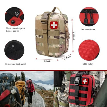 Universal IFAK Trauma First Aid Kit Molle Pouches Emergency Survival Kit Suitable for Home, car, Travel, Camping, Hiking, Sports, Outdoor Emergencies-Quick Response First Aid Essentials(CP) - color: Cp