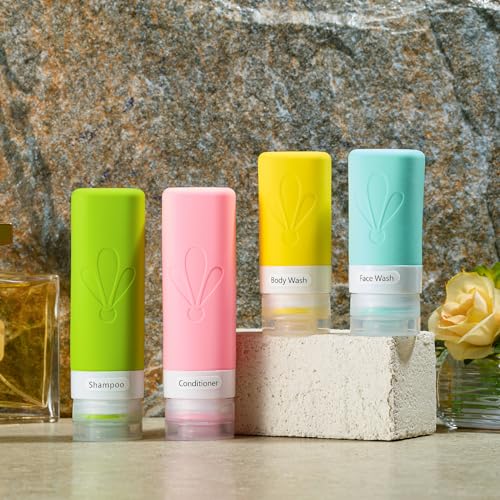 INSFIT 17 Pack Travel Bottles for Toiletries, TSA Approved 3oz 2oz Travel Size Toiletries, BPA Free Leak Proof Squeezable Silicone Tubes Travel Essentials for Shampoo Conditioner Lotion Soap - color: Multicolored