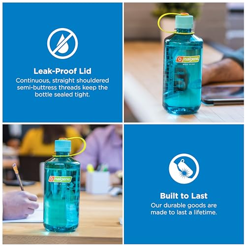 Nalgene 32 oz Narrow Mouth Water Bottle | BPA-Free, Durable & Leak Proof, Lightweight Bottle for Hiking, Gym & Travel, Cerulean - color: Cerulean Sustain, size: 32 Ounces