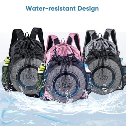 Large Beach Backpack Waterproof Sandproof - Customized Oversized Drawstring Pool Bag with Shoe Compartment for Toiletries, Towels, Gym, Travel - color: Light Pink