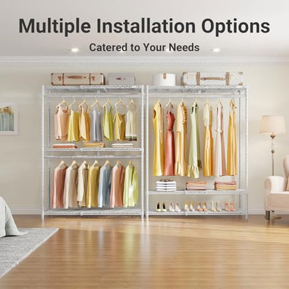 VIPEK X1 Plus Expandable Reach-in Closet Adjustable from 2'8" to 4'6" with Adjustable Shelves and Hanger Rods Clothes Rack Heavy Duty, Metal Clothing Racks Portable Walk-in Closet, White - color: White, size: X1 Plus
