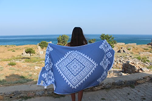 Bersuse 100% Cotton Yucatan Turkish Towel - 39x71 Inches, Llight Blue - color: Llight Blue
