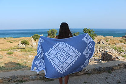 Bersuse 100% Cotton Yucatan Turkish Towel - 39x71 Inches, Llight Blue - color: Llight Blue